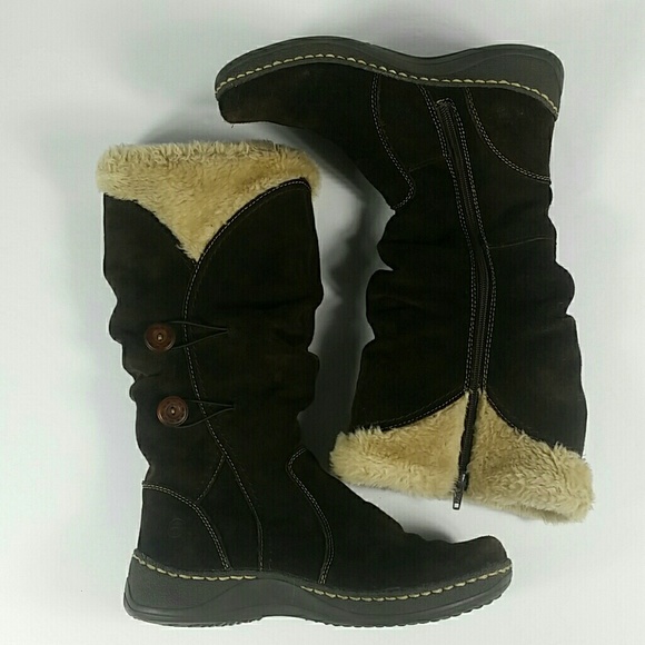 BareTraps Shoes - BareTraps Boots Esha Brown Suede Leather Faux Fur